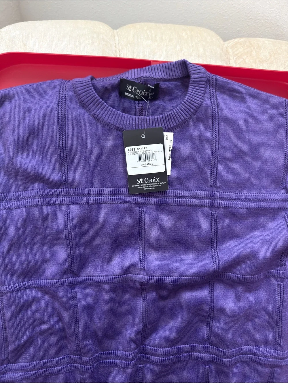St. Croix Men’s Purple Crewneck Sweater - Picture 1 of 4